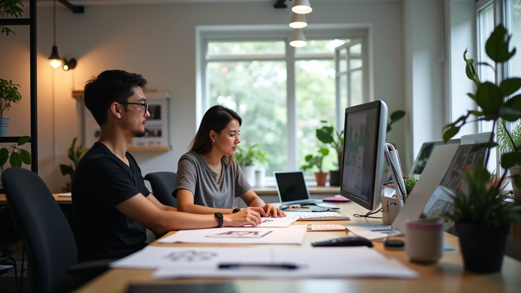 PixelCraft Studios creative workspace showing design setup and team collaboration