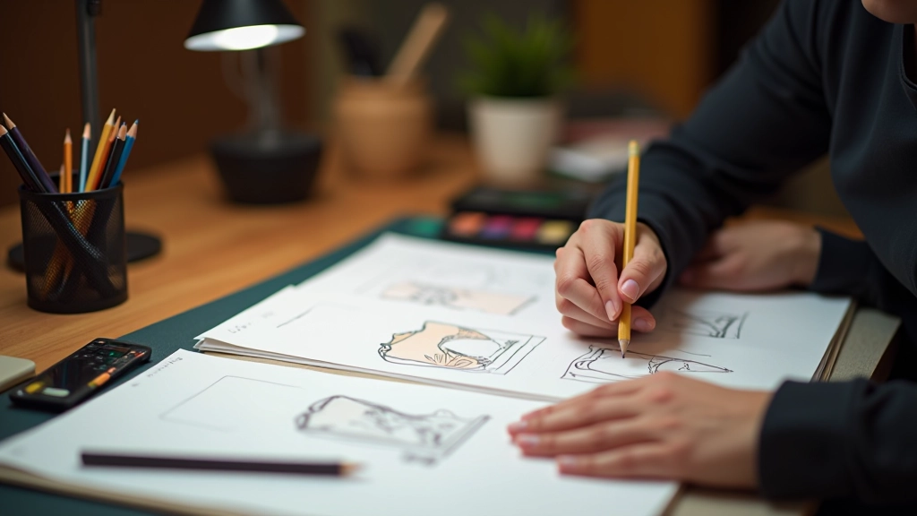 Digital illustration showing contrast techniques and leading lines directing viewer attention